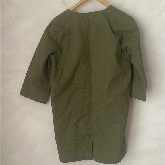Eileen Fisher Cross-Dyed  Organic Cotton Jacket in Olive Green shacket - Picture 7 of 9